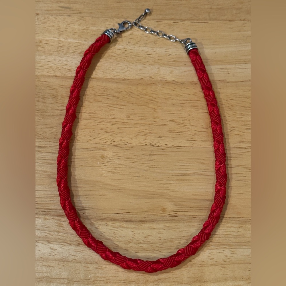 Necklace Joseph Esposito Red Cord Braided And Sterling Silver